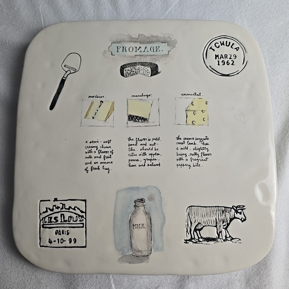 Rae Dunn Magenta Fromage Cheese Board 11.75x11.75" Square Serving Platter